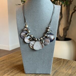 Silver and Purple Shell Statement Necklace